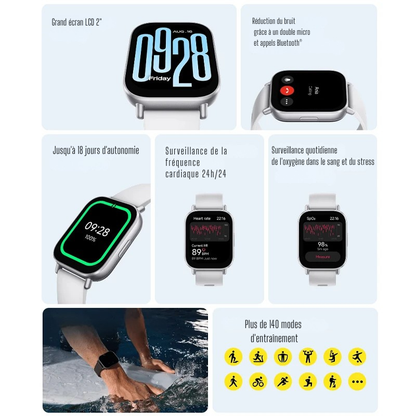 Montre Intelligente Écran AMOLED – Jusqu’à 18 Jours d’Autonomie et 150 Modes d’Entraînement